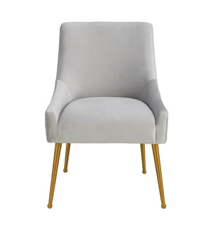 Prado Light Grey Pleated Velvet With Gold Frame Chair - Luxury Living Collection