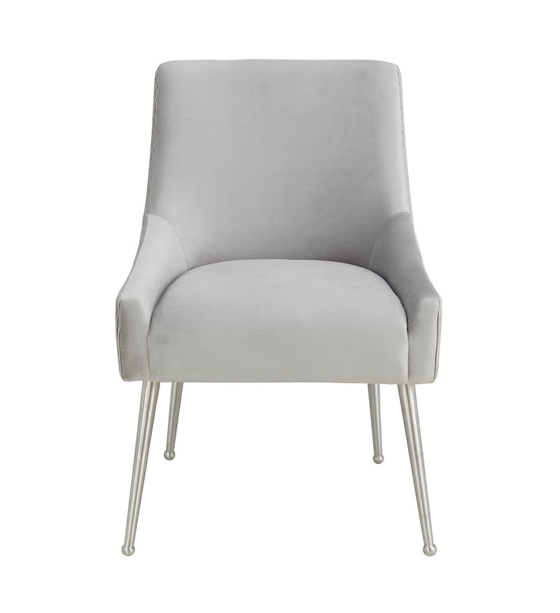 Prado Light Grey Pleated Velvet With Silver Frame Chair - Luxury Living Collection