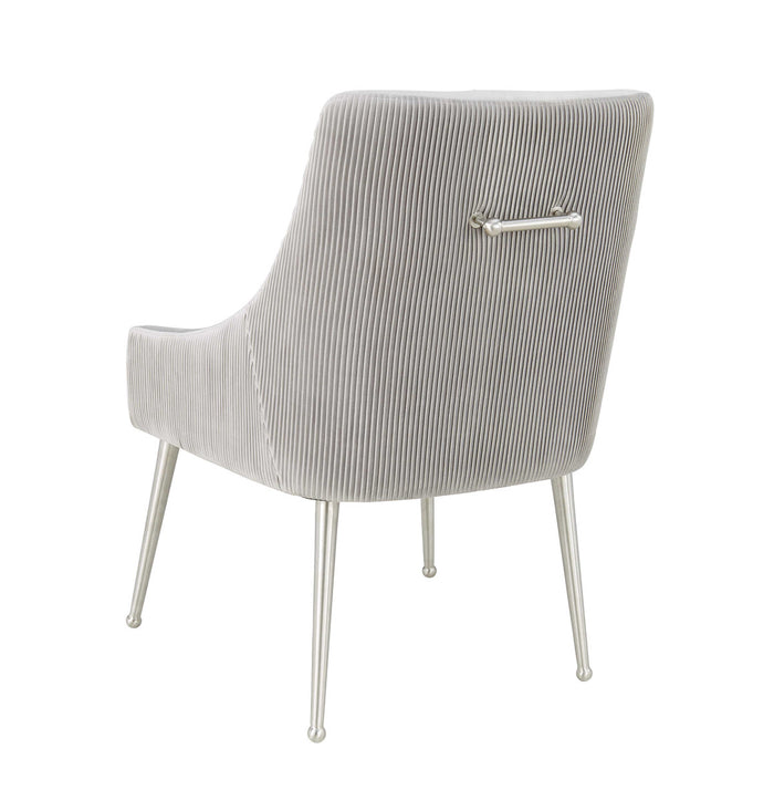 Prado Light Grey Pleated Velvet With Silver Frame Chair - Luxury Living Collection