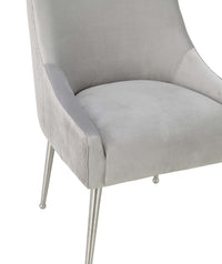 Prado Light Grey Pleated Velvet With Silver Frame Chair - Luxury Living Collection