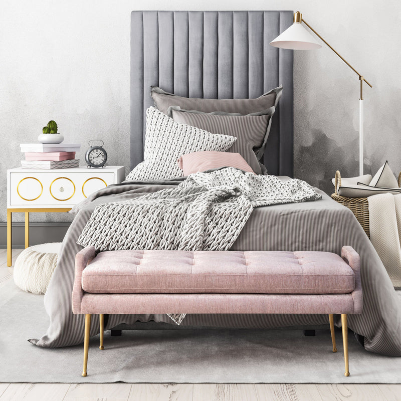 Leili Grey Velvet Bed - Luxury Living Collection