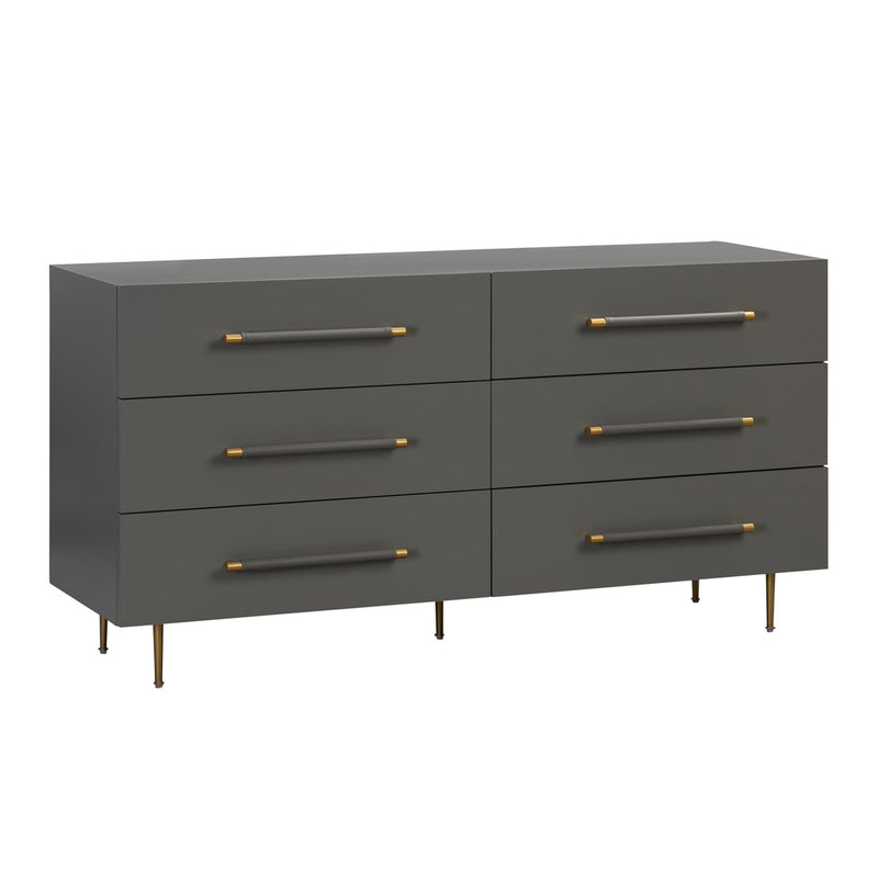 Caspara Grey Six Drawer Dresser - Luxury Living Collection