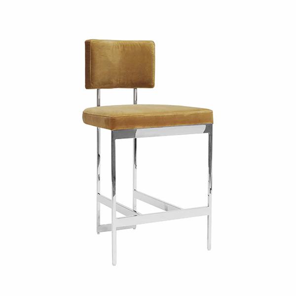 Laylani Camel Velvet With Nickel Base Counter Chair