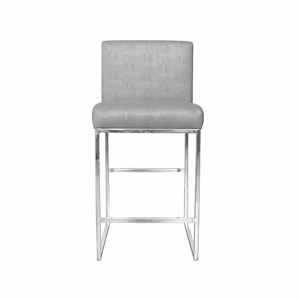 Lennon Grey Shagreen With Polished Nickel Counter Stool