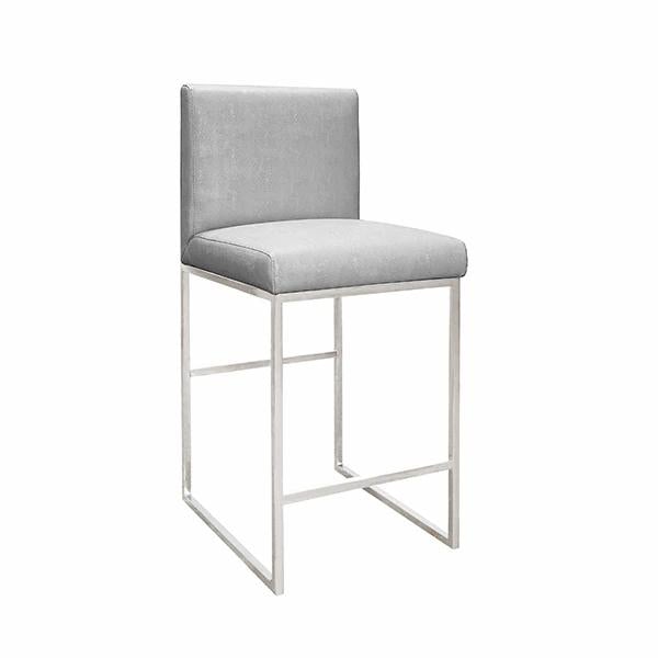 Lennon Grey Shagreen With Polished Nickel Counter Stool