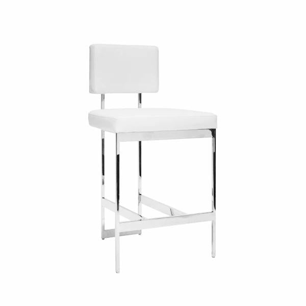 Laylani White Vinyl With Nickel Base Counter Chair