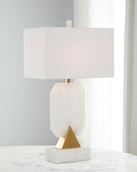 Sena Emerald-Cut Alabaster Table Lamp - Luxury Living Collection