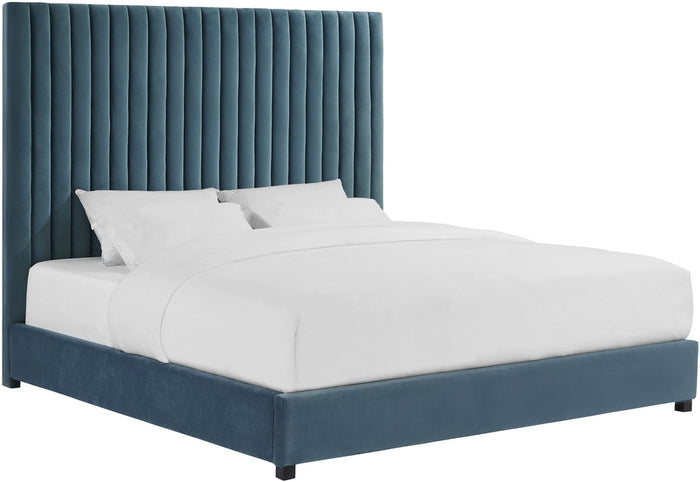 Leili Sea Blue Velvet Bed - Luxury Living Collection