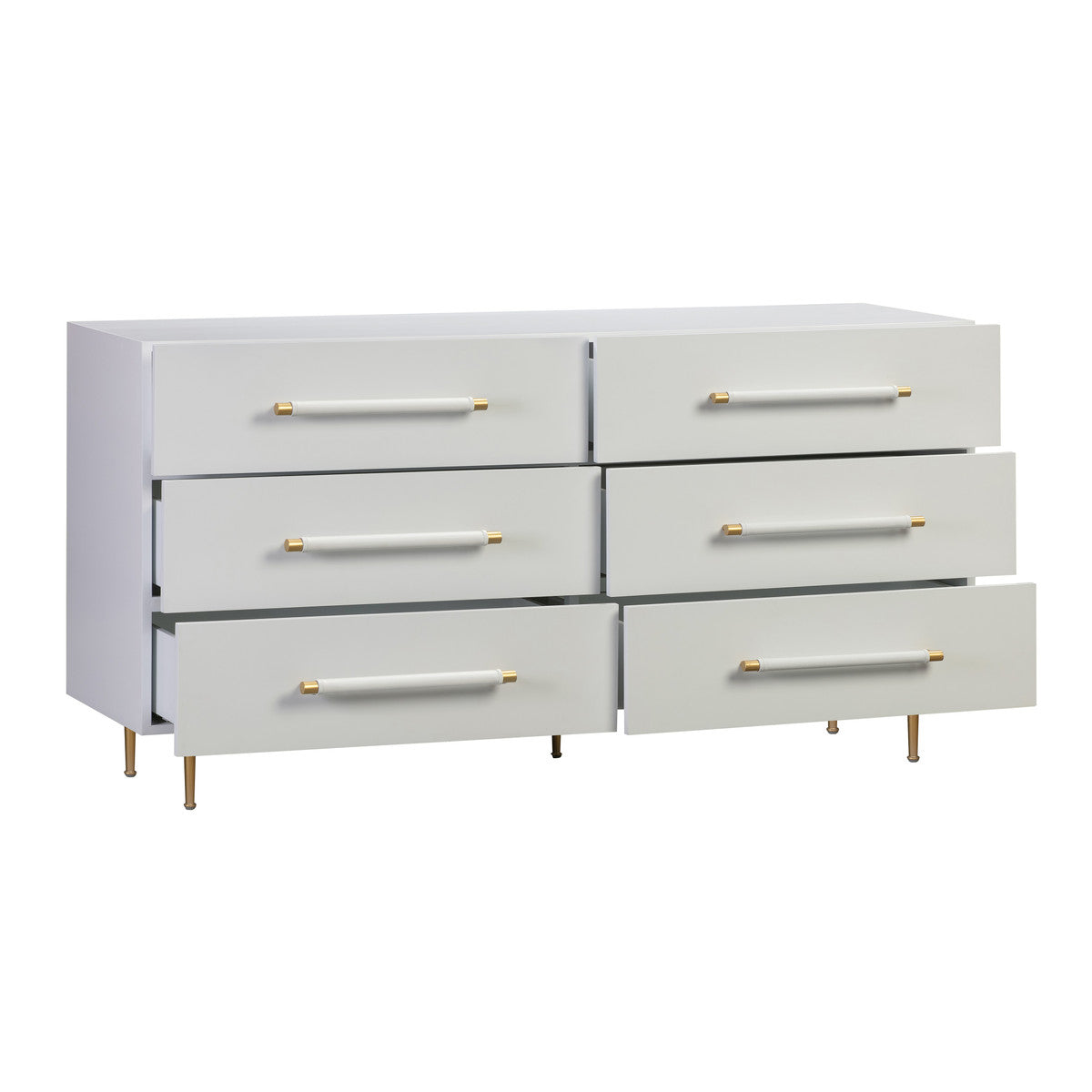 Caspara White Six Drawer Dresser - Luxury Living Collection