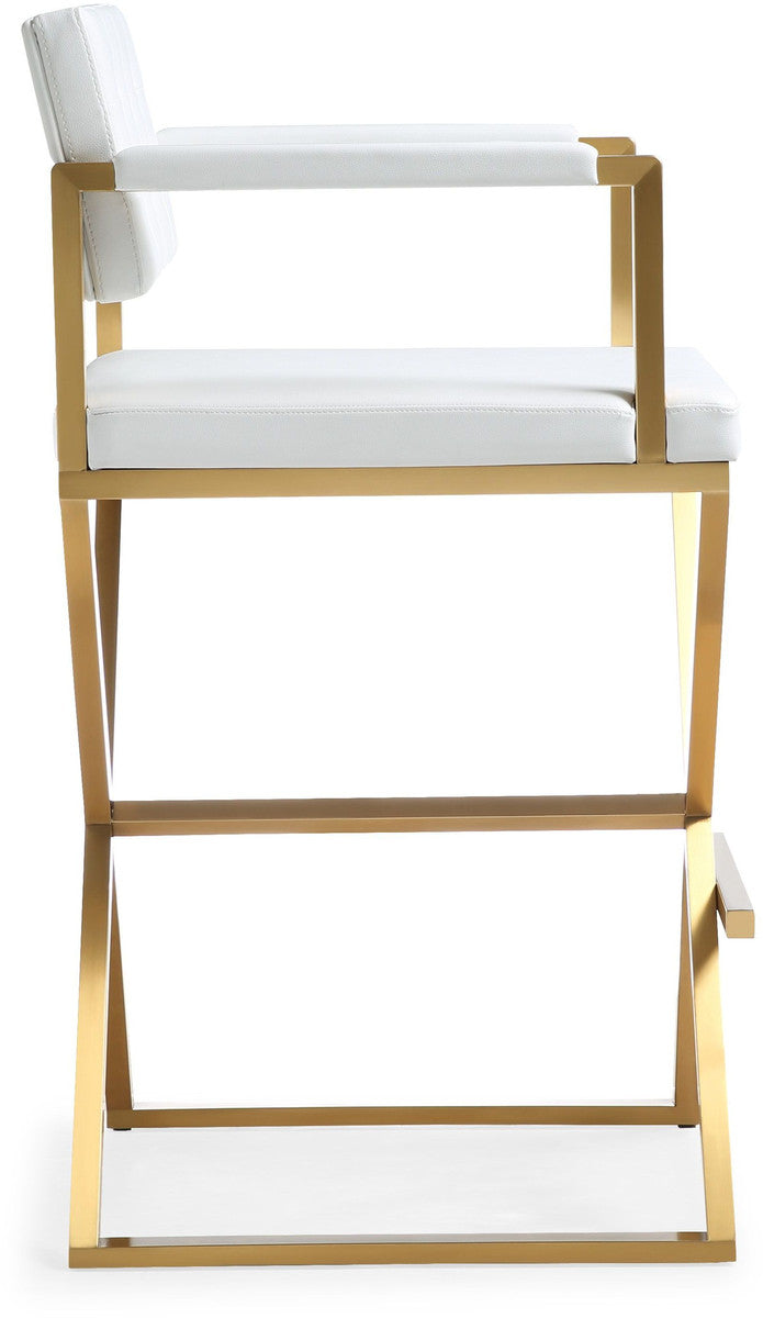 Lila White Gold Steel Barstool - Luxury Living Collection