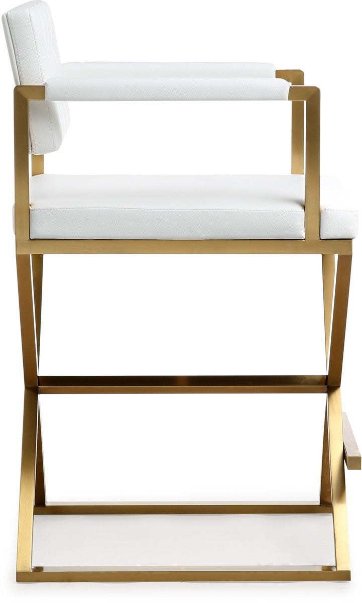 Lila White Gold Steel Counter Stool - Luxury Living Collection