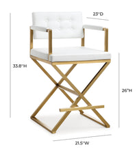 Lila White Gold Steel Counter Stool - Luxury Living Collection
