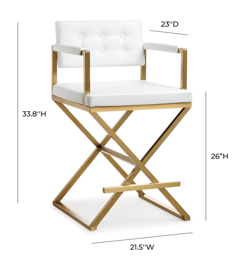 Lila White Gold Steel Counter Stool - Luxury Living Collection