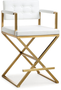 Lila White Gold Steel Counter Stool - Luxury Living Collection