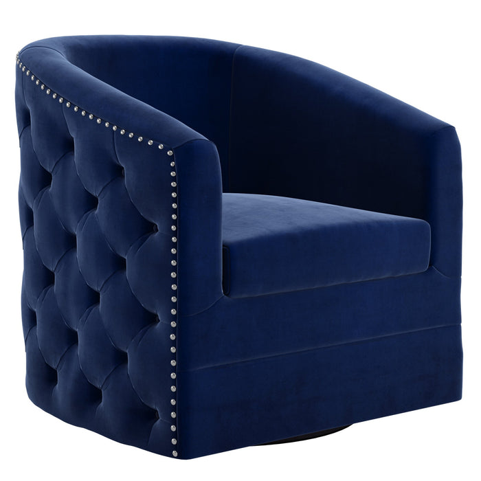 Lucy Blue Velvet Swivel Accent Chair