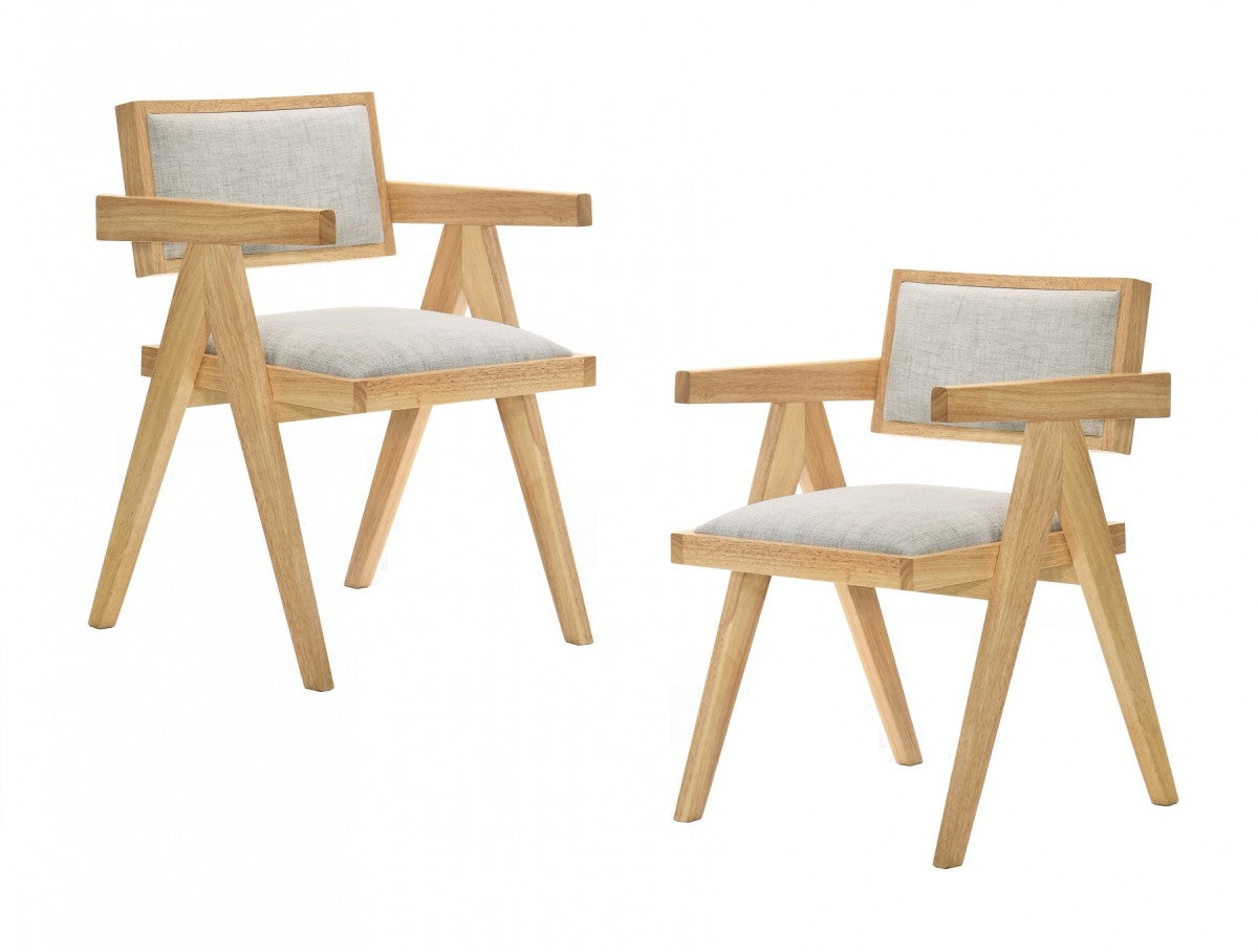 Hermina Natural & Beige Dining Chair (Set of 2)