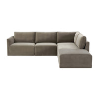 Valentina Taupe Velvet Modular RAF Sectional Sofa - Luxury Living Collection