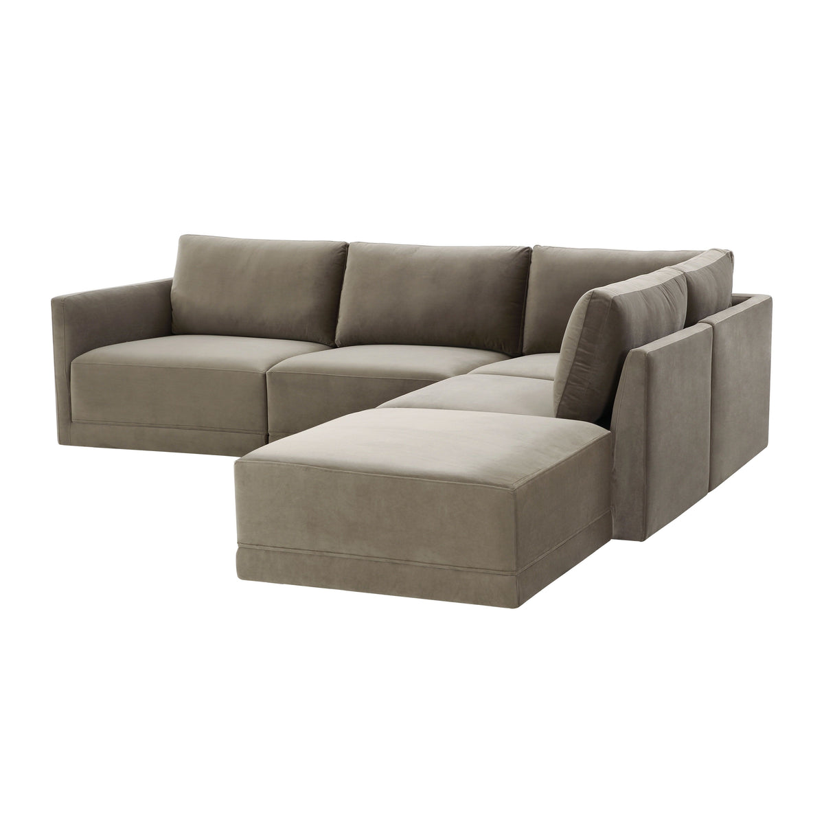 Valentina Taupe Velvet Modular RAF Sectional Sofa - Luxury Living Collection