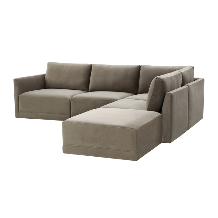 Valentina Taupe Velvet Modular RAF Sectional Sofa - Luxury Living Collection