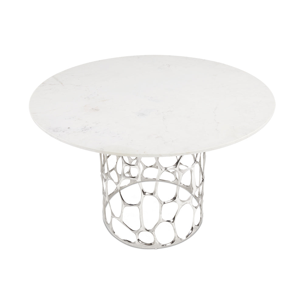 Drea Silver Marble Top Dining Table