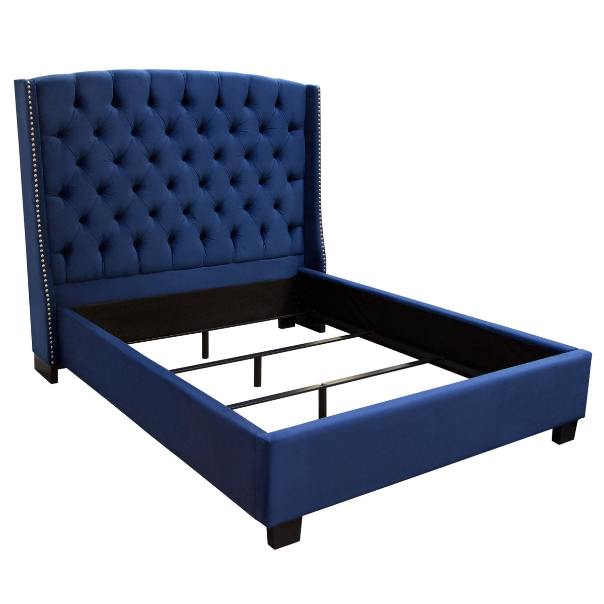 Hamptons Royal Navy Velvet Bed - Luxury Living Collection