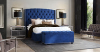 Hamptons Royal Navy Velvet Bed - Luxury Living Collection