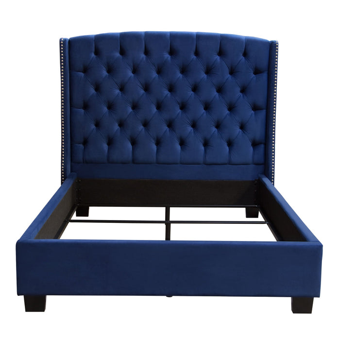 Hamptons Royal Navy Velvet Bed - Luxury Living Collection