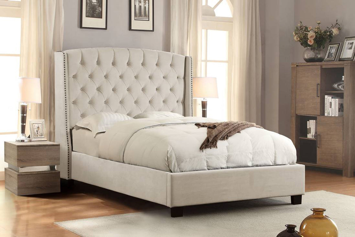 Hamptons Tan Velvet Bed - Luxury Living Collection