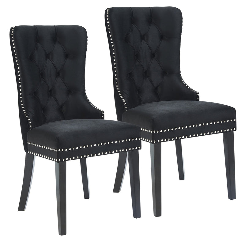 Macie Black Velvet Side Chairs (Set of 2)