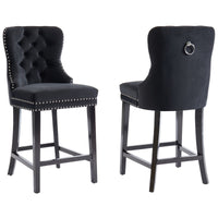 Macie 26" Black Velvet Counter Stools (Set of 2)