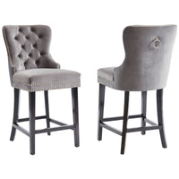 Macie 26" Grey Velvet Counter Stools (Set of 2)