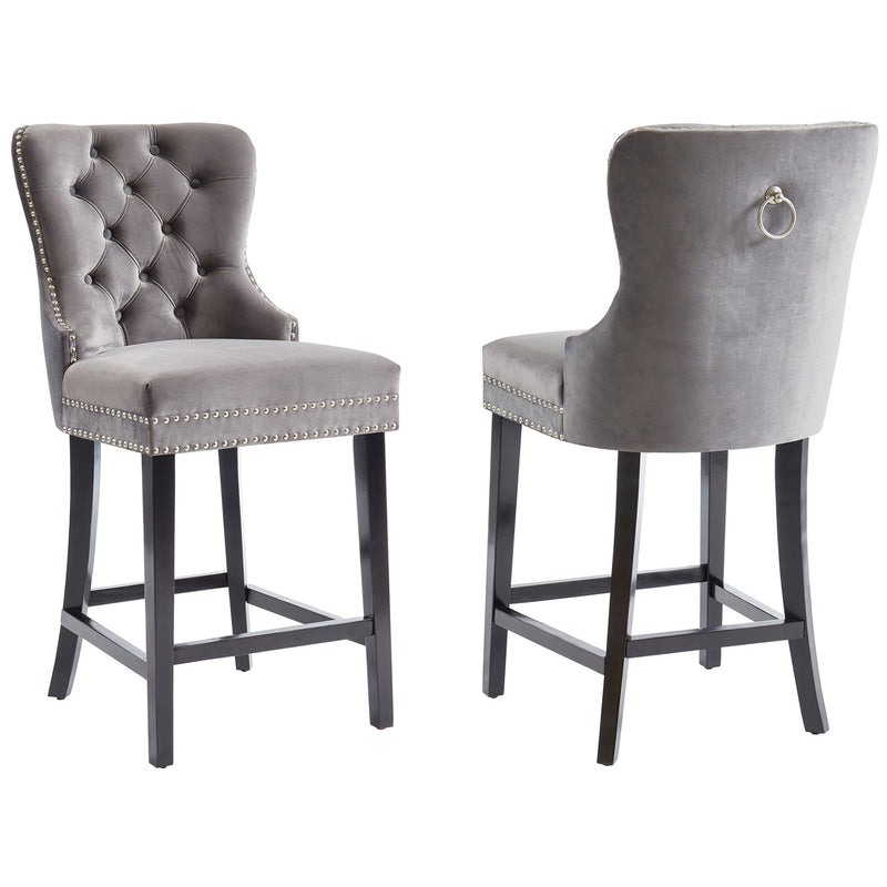 Macie upholstered deals grey counter stool