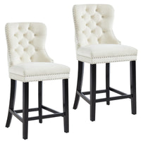 Macie 26" Ivory Velvet Counter Stools (Set of 2)