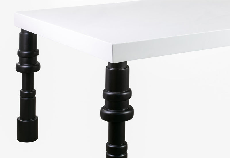 Malka Glossy White Lacquer Dining Table - Luxury Living Collection
