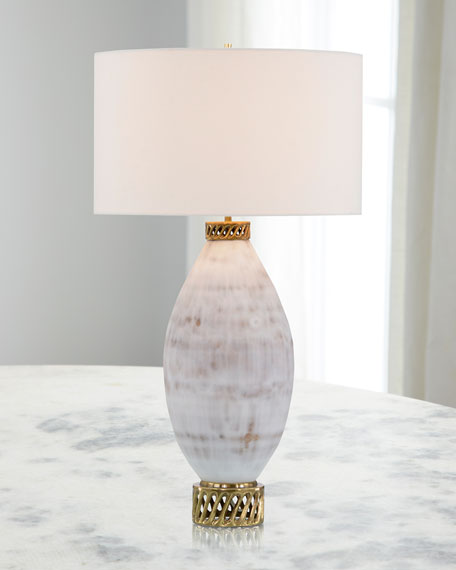 Kaleia White and Cream Marbled Glass Table Lamp - Luxury Living Collection