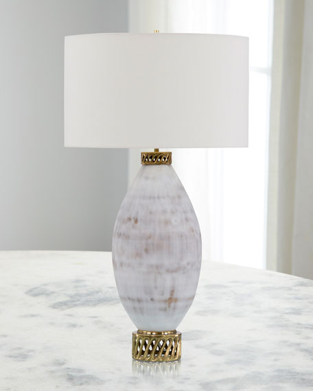 Kaleia White and Cream Marbled Glass Table Lamp - Luxury Living Collection