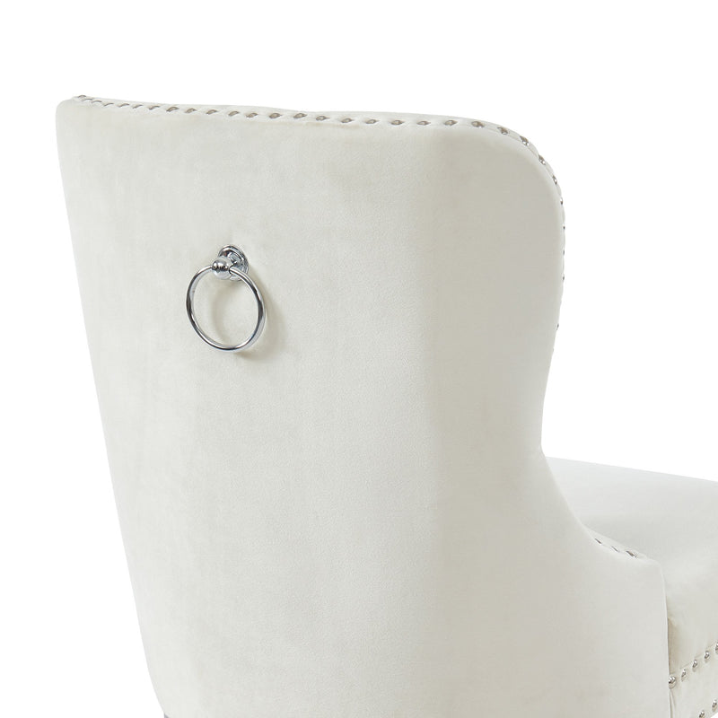 Macie Ivory Velvet Side Chairs (Set of 2)