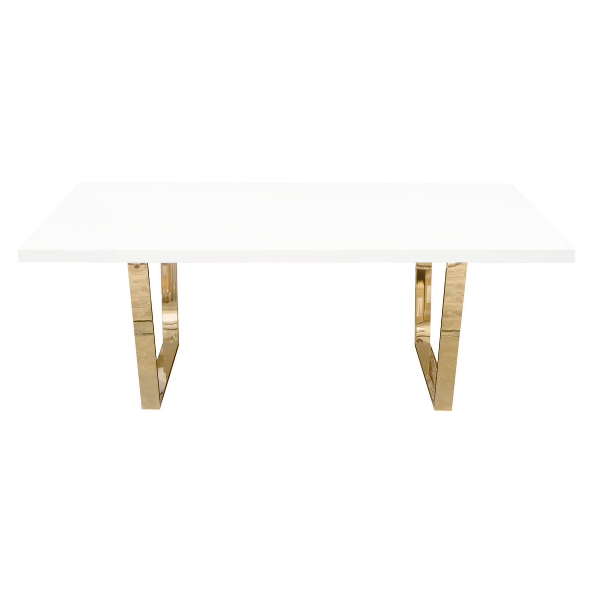 Alsie White Lacquer with Polished Gold Rectangular Dining Table - Luxury Living Collection