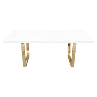 Alsie White Lacquer with Polished Gold Rectangular Dining Table - Luxury Living Collection