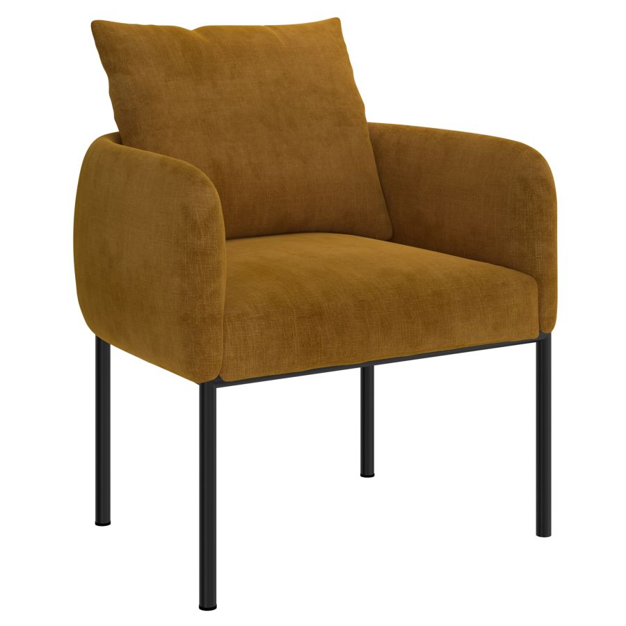 Izabella Mustard Velvet with Black Legs Accent Chair