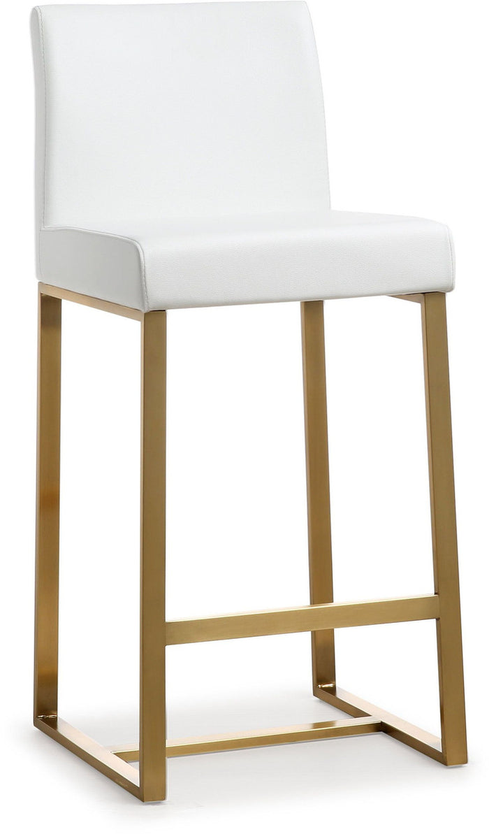 Moriah White Gold Steel Counter Stools (Set of 2) - Luxury Living Collection