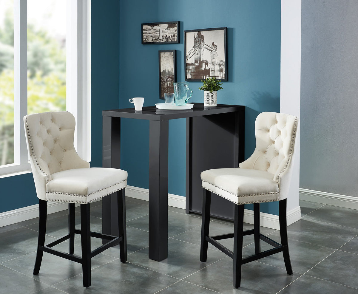 Macie 26" Ivory Velvet Counter Stools (Set of 2)