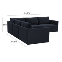 Valentina Navy Velvet Modular L Sectional Sofa - Luxury Living Collection