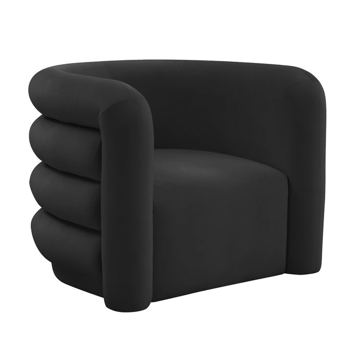 Manee Black Velvet Lounge Chair - Luxury Living Collection