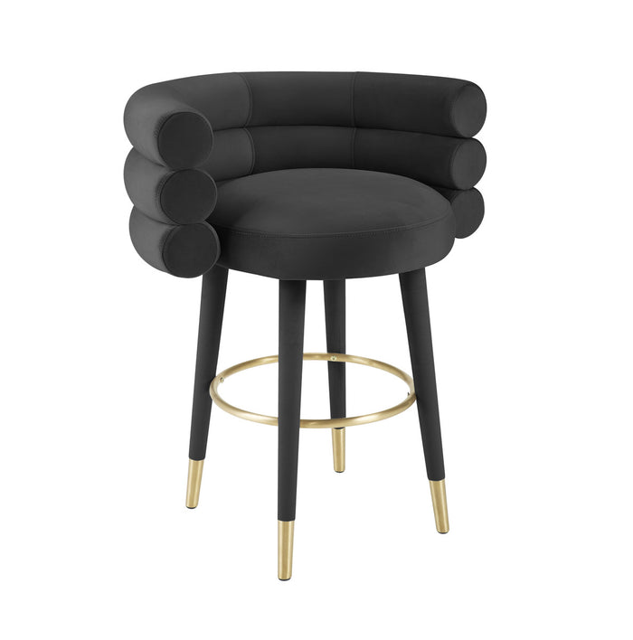 Nazri Black Velvet Counter Stool - Luxury Living Collection