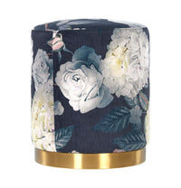 Naama Floral Velvet with Gold Base Ottoman - Luxury Living Collection