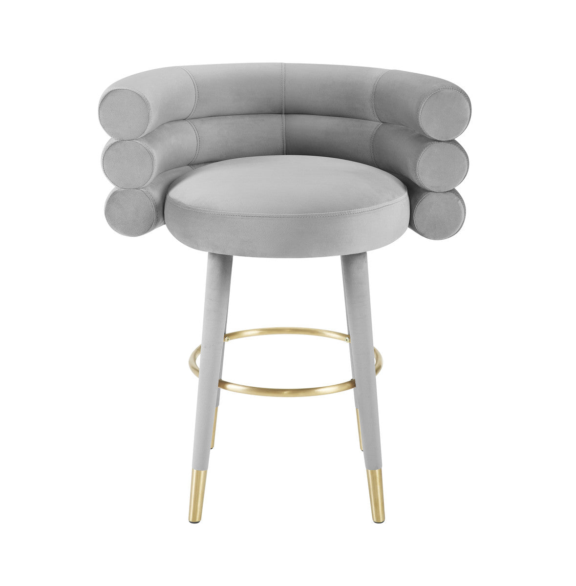 Nazri Grey Velvet Counter Stool - Luxury Living Collection