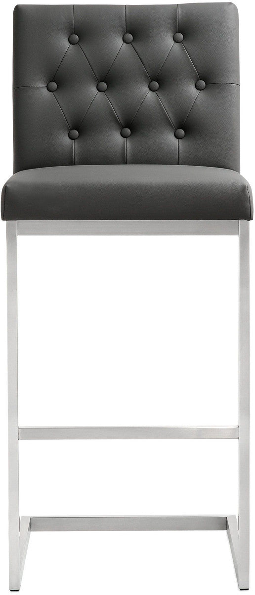 Nurit Grey Eco-Leather Barstools (Set of 2) - Luxury Living Collection