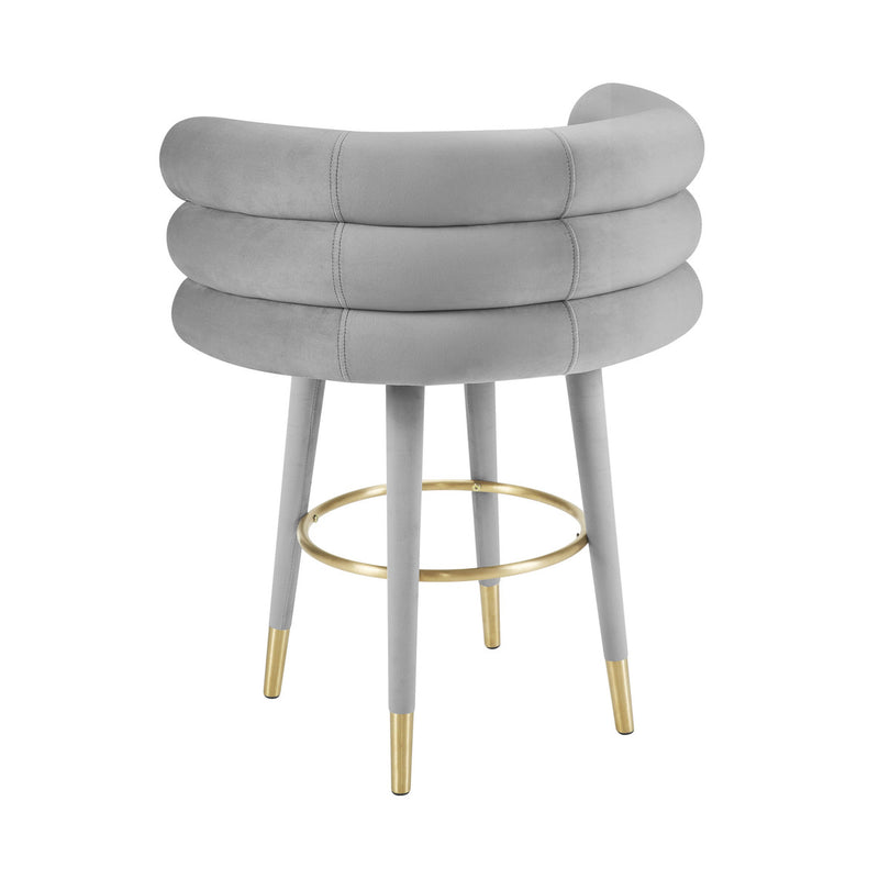 Nazri Grey Velvet Counter Stool - Luxury Living Collection