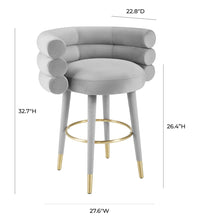 Nazri Grey Velvet Counter Stool - Luxury Living Collection